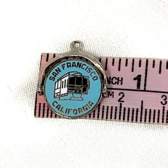 Vintage Sterling Silver San Francisco California Cable Car Charm Pendant Blue - Picture 11 of 11